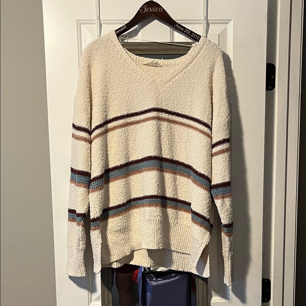 Westbound Cream Multicolor Striped Sweater